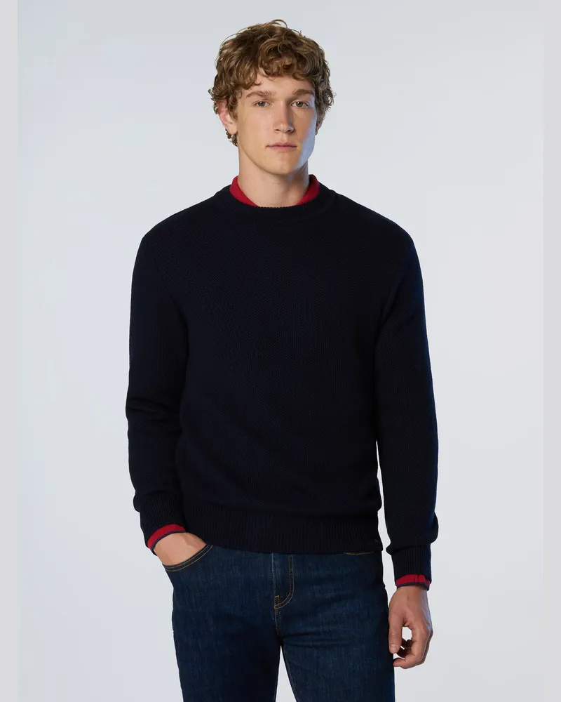 North Sails Pullover Wabenförmiger Rundhalsausschnitt Marineblau