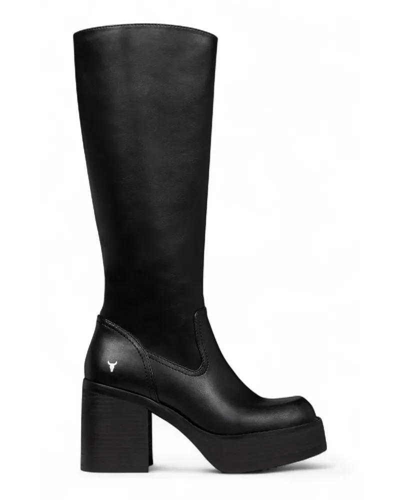 WINDSOR SMITH Kniehohe Stiefeletten aus Kunstleder mit Plateauabsatz - Schwarz Schwarz