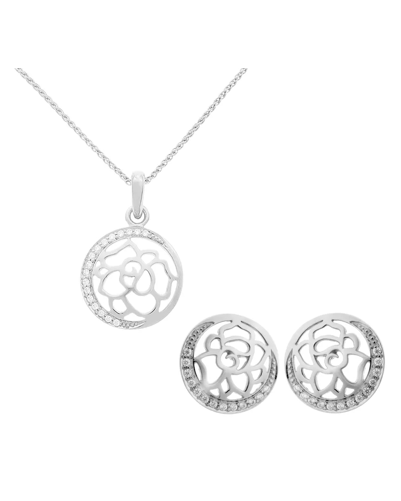 Orphelia Blair' Damen 925 Sterling Silber Set: Kettenanhänger + Ohrringe - Silber SET-7089 Silber