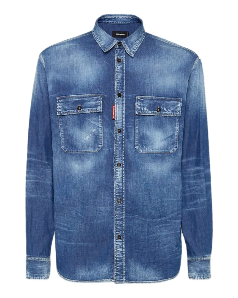 Dsquared2 Relax Dan Worker Pocket Shirt Navy Blue Blau