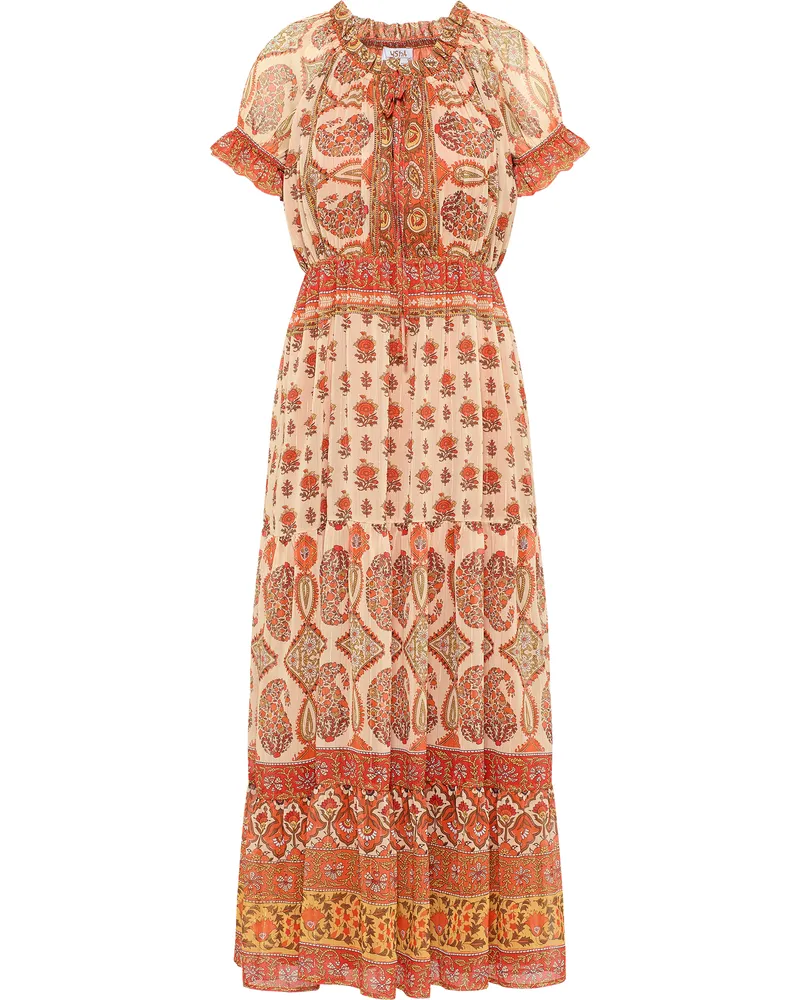 Usha Maxikleid mit Allover-Print - Orange Orange