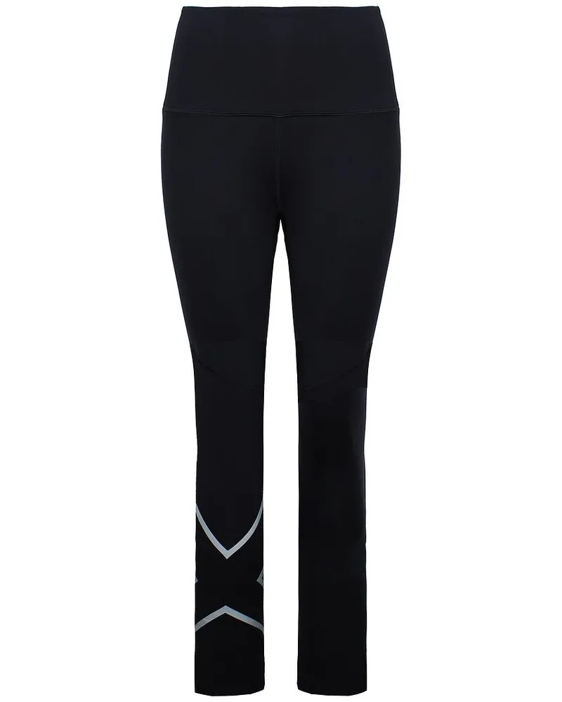 2XU Hi-Rise Compression Damen Schwarz/Silber Strumpfhose Schwarz