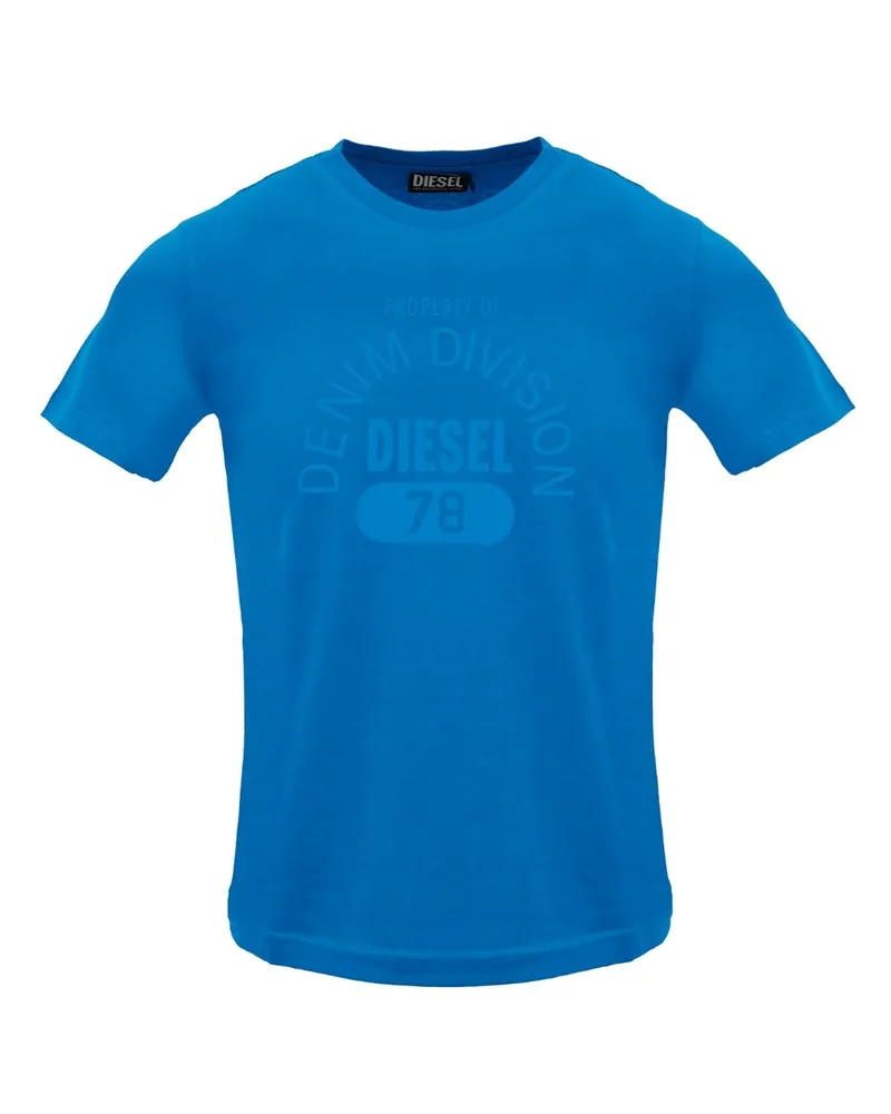 Diesel Monotones T-shirt „property Of Denim Division" Mit Logo In Saphirblau Blau