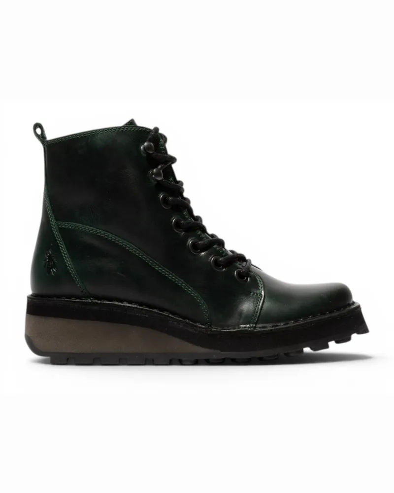 Fly London Schnürstiefel aus Leder, knöchelhoch, Modell HAZI147 - Grün Grün