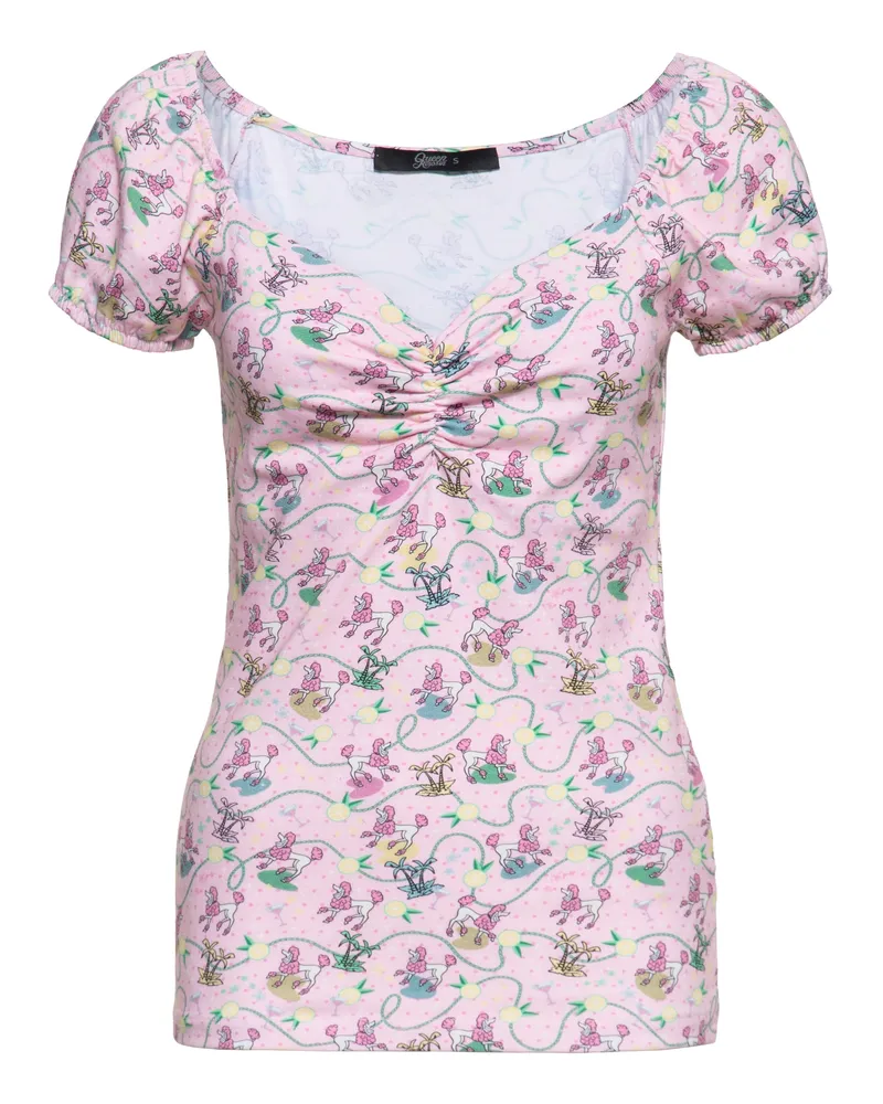 Queen Kerosin Damen T-Shirt Poodle Rosa