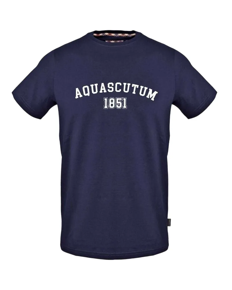 Aquascutum T-Shirt für Herren, Rundhalsausschnitt (Marine Marineblau