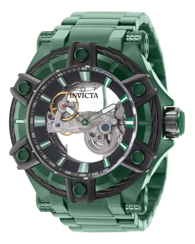 Invicta Bolt 50784 Herrenuhr - Automatikwerk - Edelstahl mit schwarzem Zifferblatt - 52 mm Grün