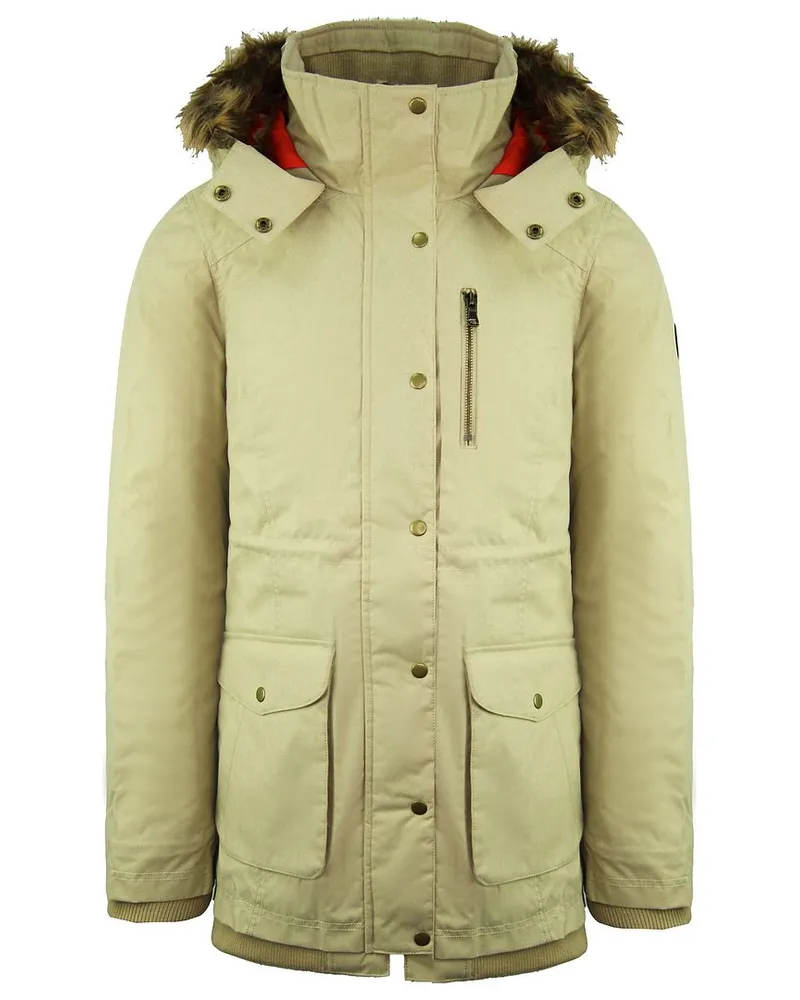 Vans von der Wand Langarm Reißverschluss auf Kapuze Beige Damen Parka Jacke VX1TE62 Beige