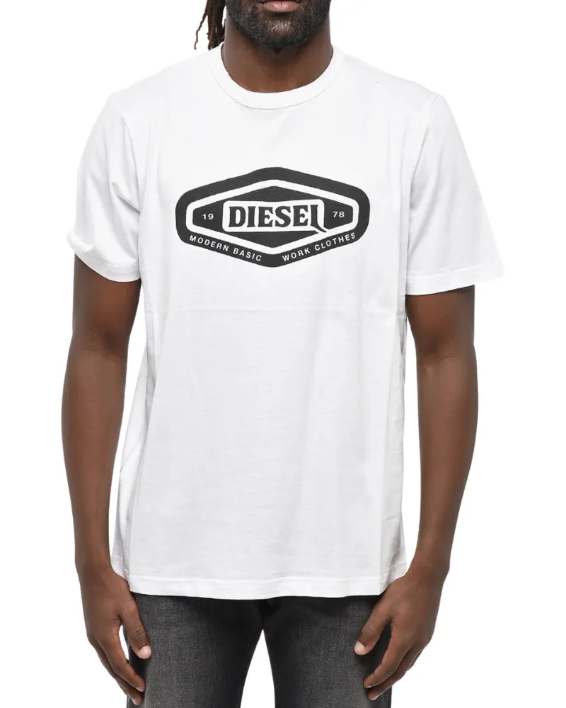 Diesel Modern Basic Logo Weißes T-shirt Weiß