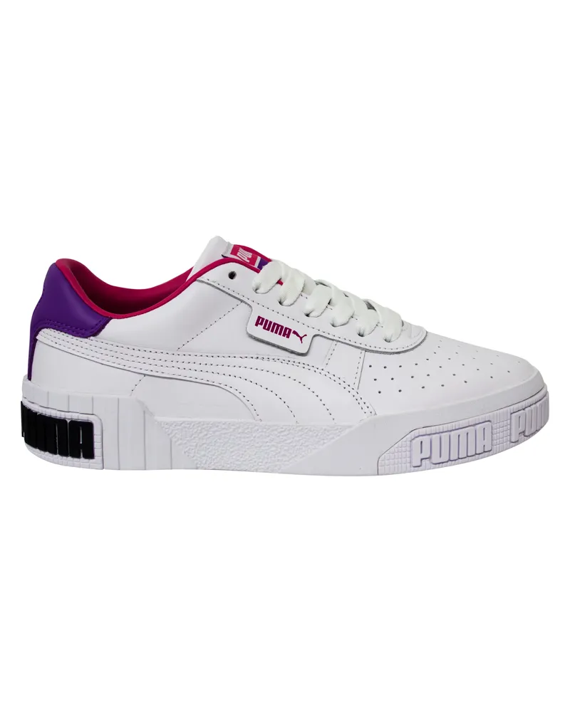 Puma Cali Bold Womens Trainer weiß rosa Leder Schnürschuhe 370811 05 Weiß