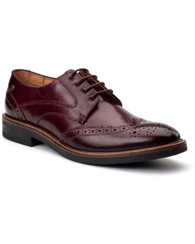 Base London York Leder Herren Bordo Brogues Schuhe Weinrot