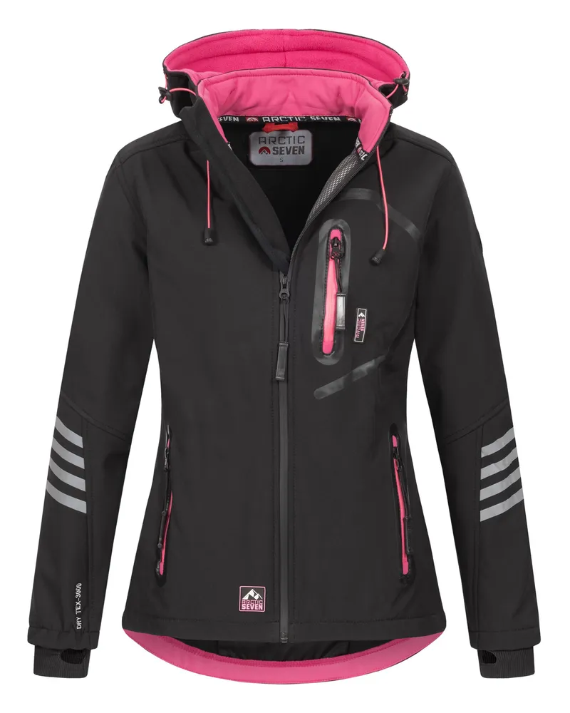Arctic Seven Damen Softshelljacke Schwarz-Pink Schwarz