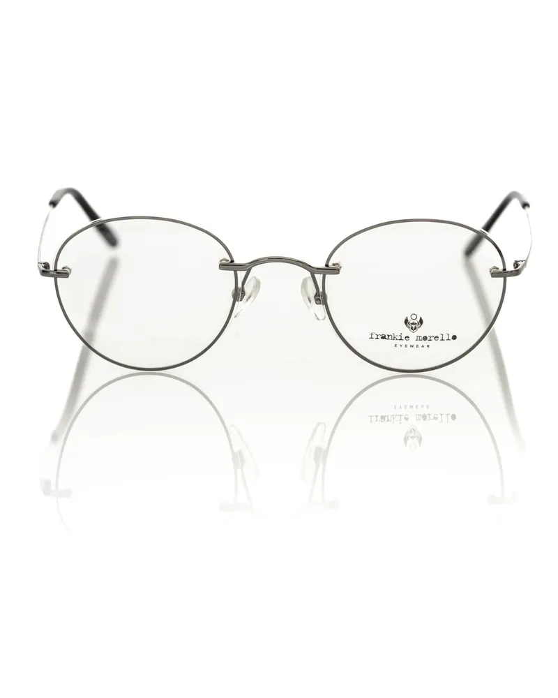 Frankie Morello Grauer Metallic-Fiberglas-Brillenrahmen Grau
