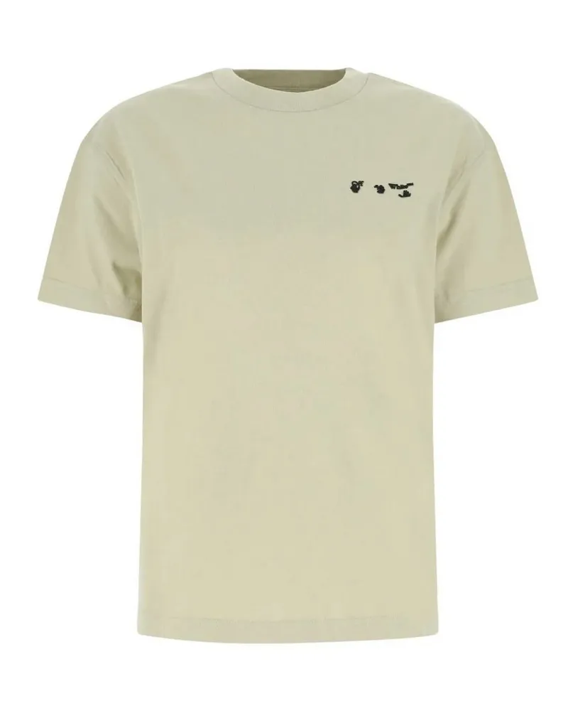 OFF-WHITE OW Logo Regular Fit Beige T-Shirt Beige