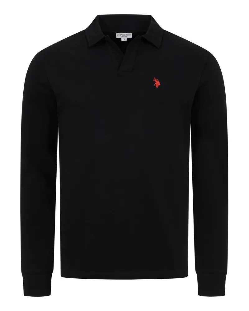 U.S. Polo Assn.  Herren Langarm-Poloshirt – 100% Baumwolle mit Logo-Stickerei Schwarz