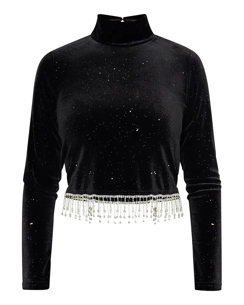 FAINA Glitzershirt aus Stretchsamt Damen schwarz Schwarz