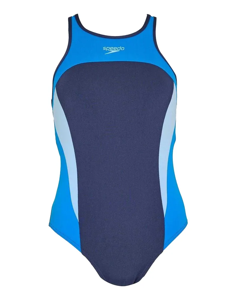 Speedo Badeanzug für Damen, Gekreuzte Rückenträger (See-Blau Blau