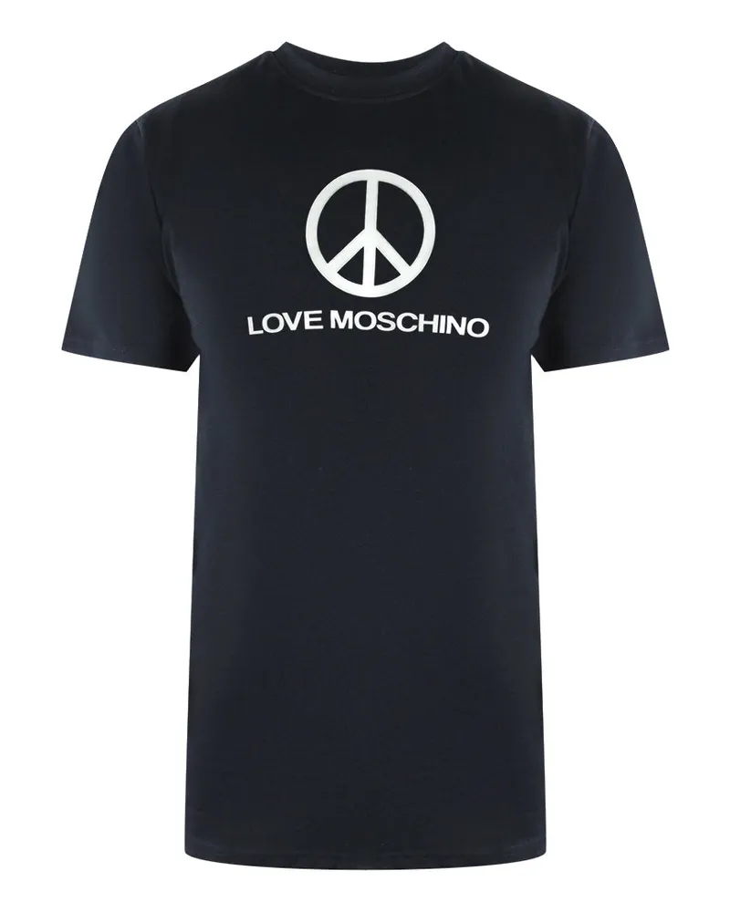 Moschino Schwarzes T-shirt Mit -friedenslogo Schwarz