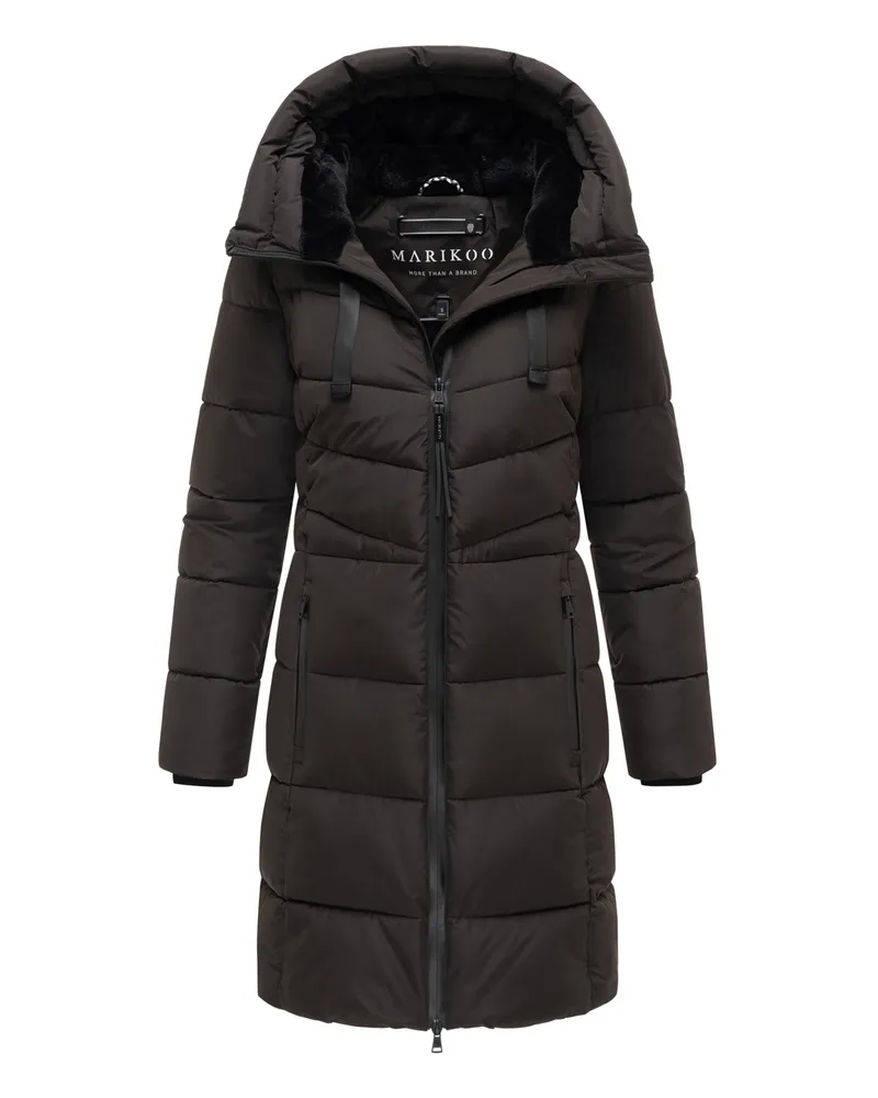 Marikoo Damen Winterjacke Natsukoo – warm, mit Teddyfell & Kapuze Schokoladenbraun