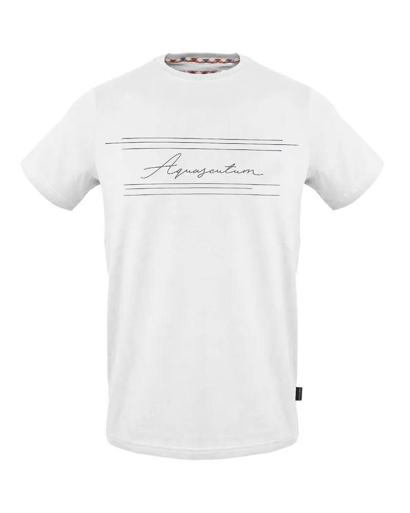 Aquascutum T-Shirt für Herren, Rundhalsausschnitt (Weiß Weiß