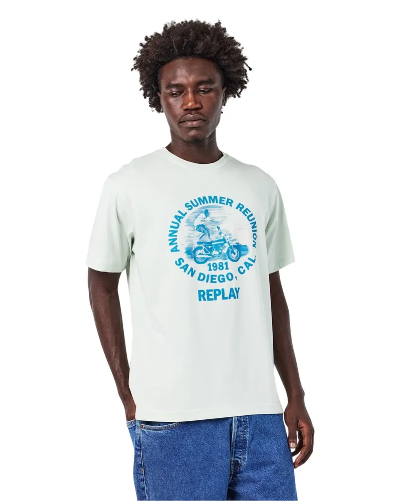 Replay T-Shirt für Herren, Baumwolle, Regulär (Minzgrün Mintgrün
