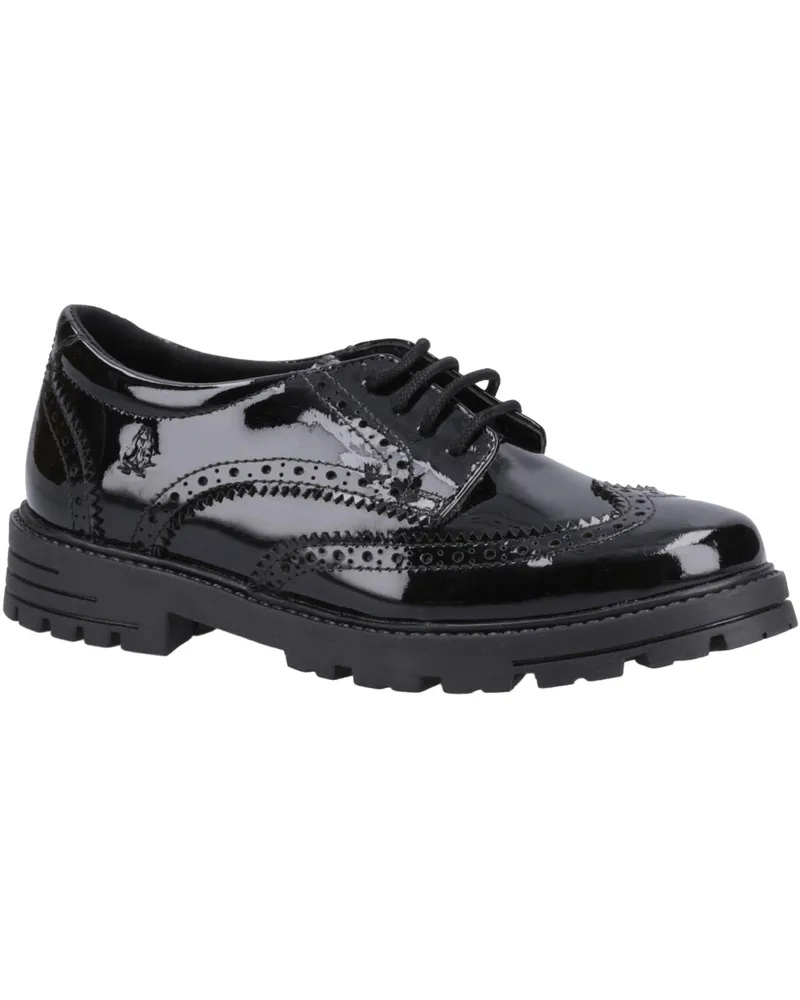 Hush Puppies Patent Schul-Uniform-Schuhe für Mädchen, Leder (Schwarz Schwarz