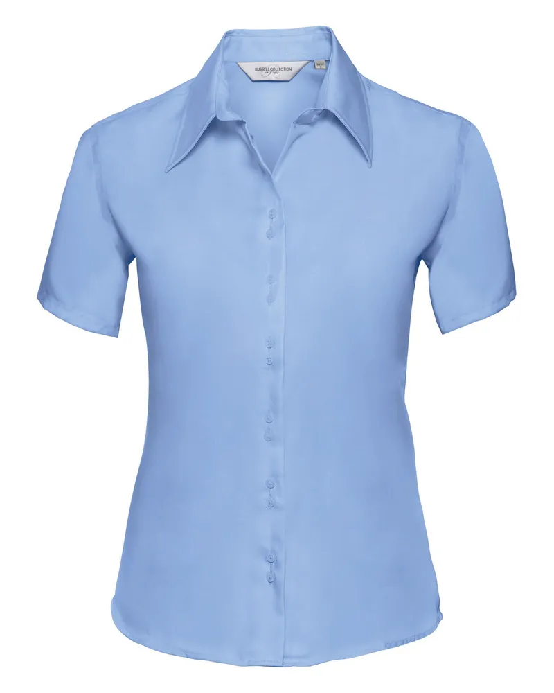 Russell Athletic Russell Collection Bluse, Kurzarm, bügelfrei (Hellblau Blau