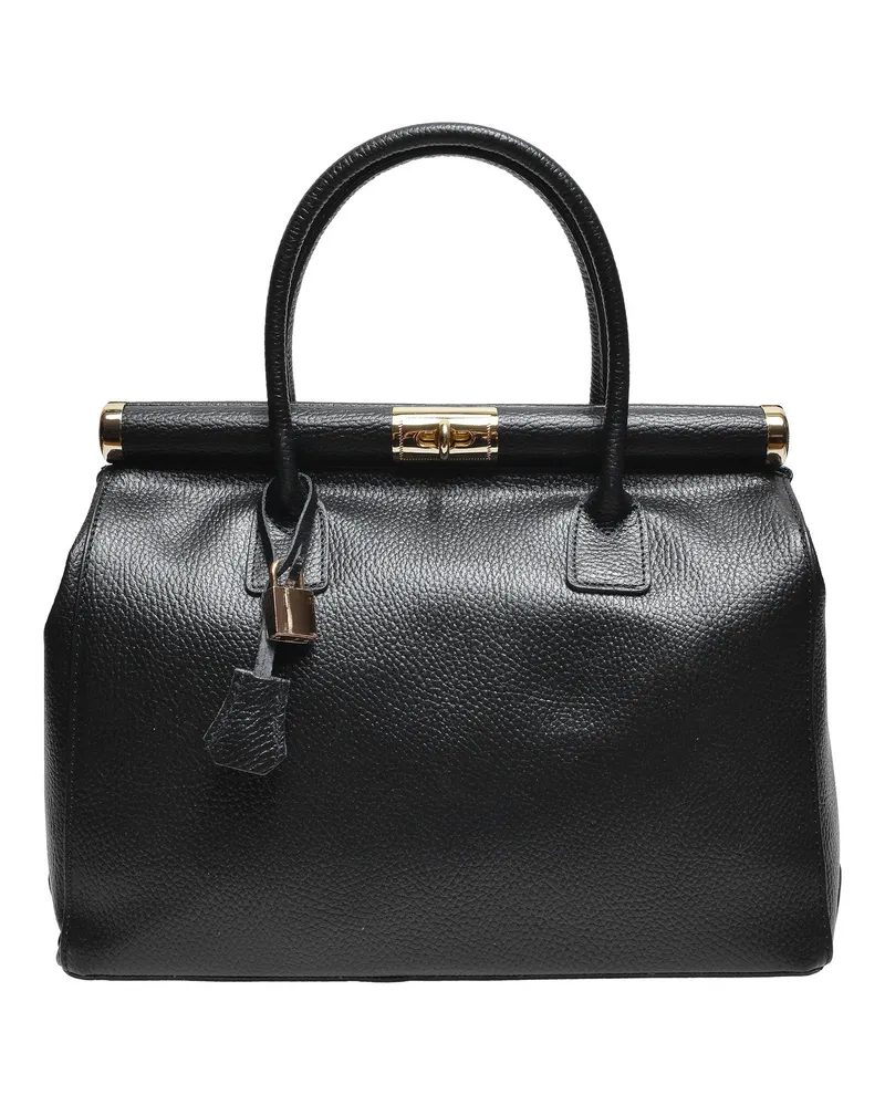 Anna Luchini Schwarz Rindsledertasche Schwarz