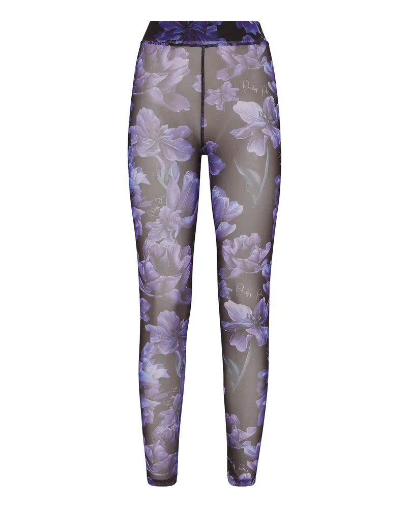 Philipp Plein Leggings Flowers - Schwarz Schwarz