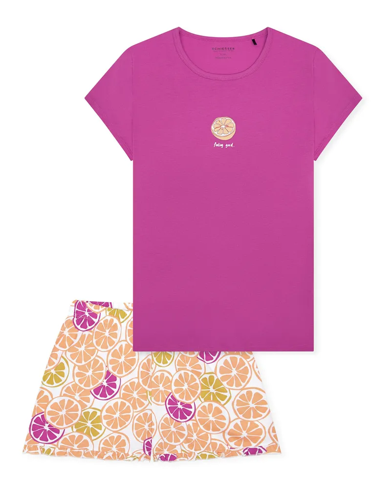 Schiesser Mädchen-Pyjama, Schlafanzug-Set - Rosa Rosa
