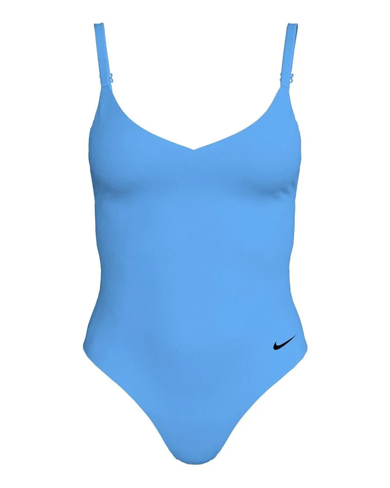 Nike Badeanzug für Damen, V-Ausschnitt (Blau Blau