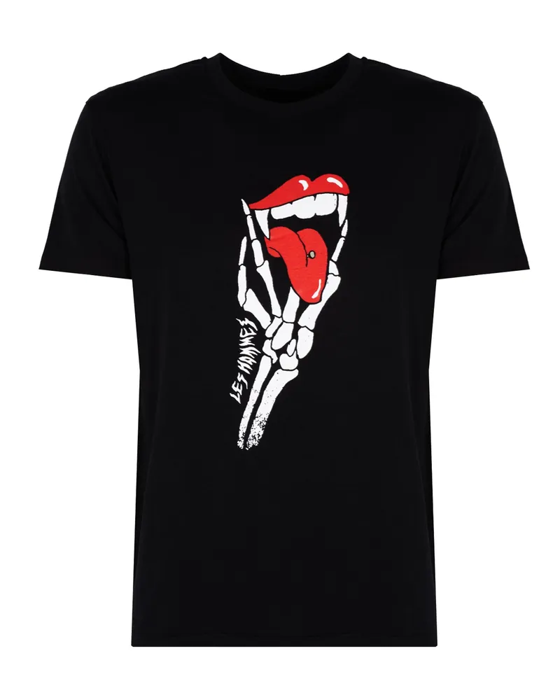 Les Hommes T-Shirt Tongue Prank Herren schwarz Schwarz