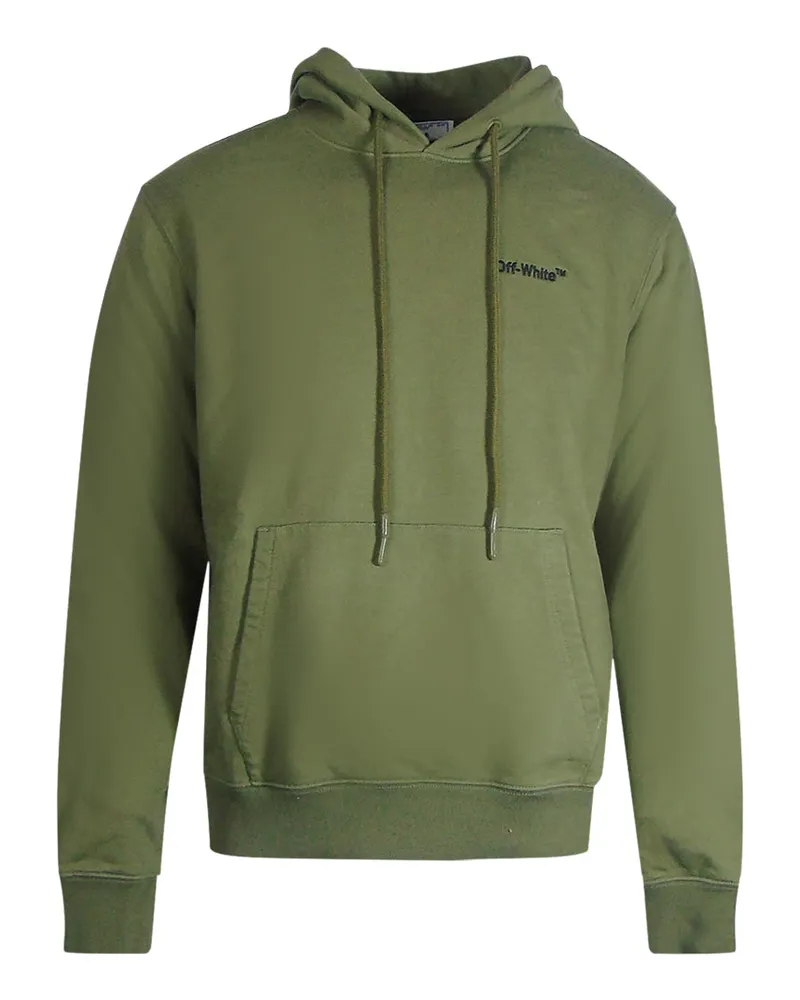 OFF-WHITE Helvetica Logo Slim Fit Grüner Kapuzenpullover Grün