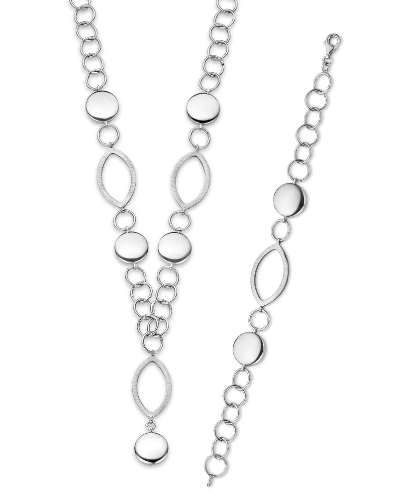 Orphelia Damen 925 Sterling Silber Set: Kette + Armband - Silber SET-016 Silber