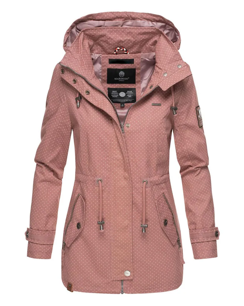 Marikoo leichte Damen Übergangsjacke mit abnehmbarer Kapuze Rosa