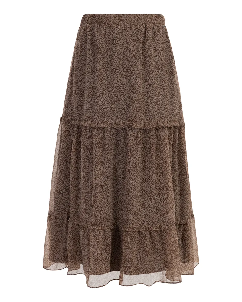 DreiMaster Maxirock Damen Braun Wollweiss Braun