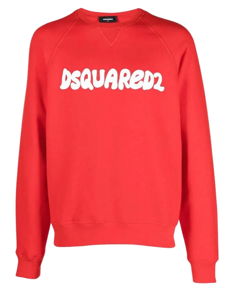 Dsquared2 Cool Fit Sketch Logo Roter Pullover Mit Rundhalsausschnitt Rot
