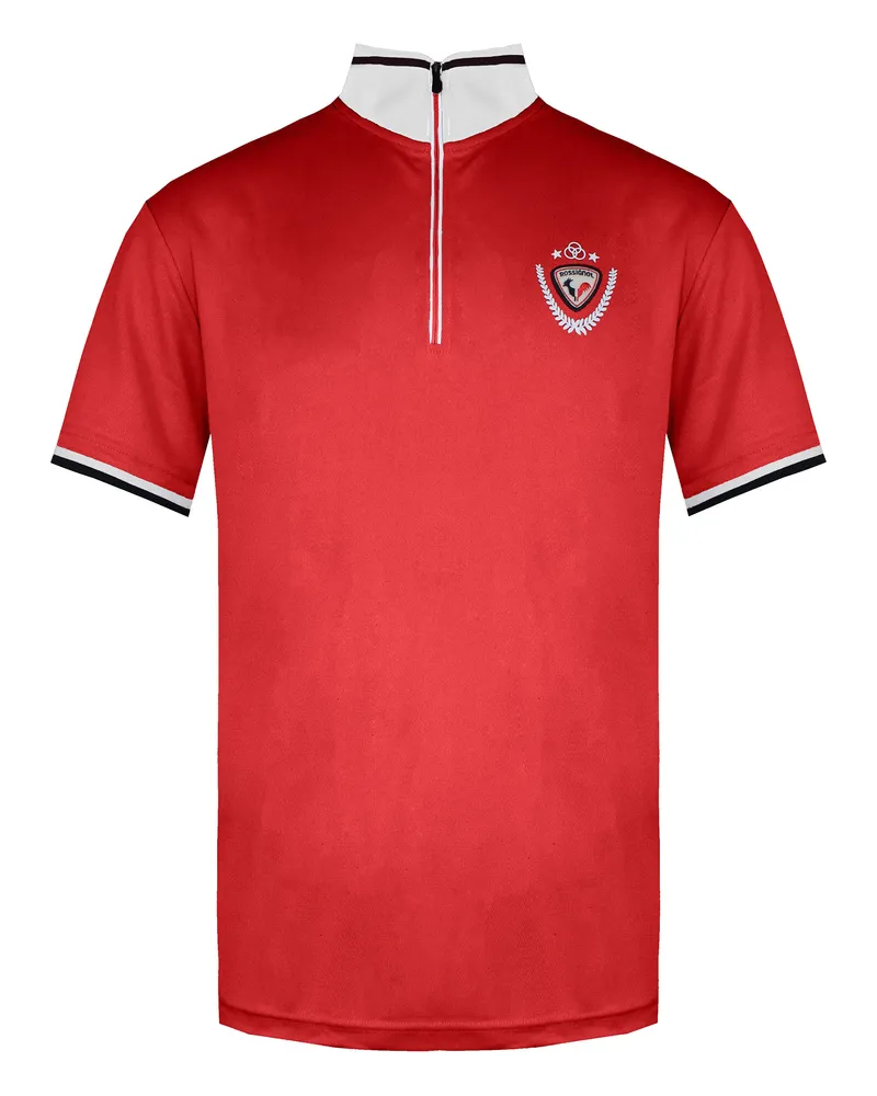 Rossignol Kurzarm 3/4 Reißverschluss Up Red Mens Virage Polo Shirt Rlemy04 305 Rot