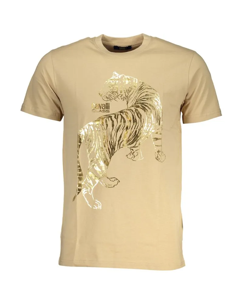 Roberto Cavalli Tiger-Print T-Shirt im lässigen Stil Cognac