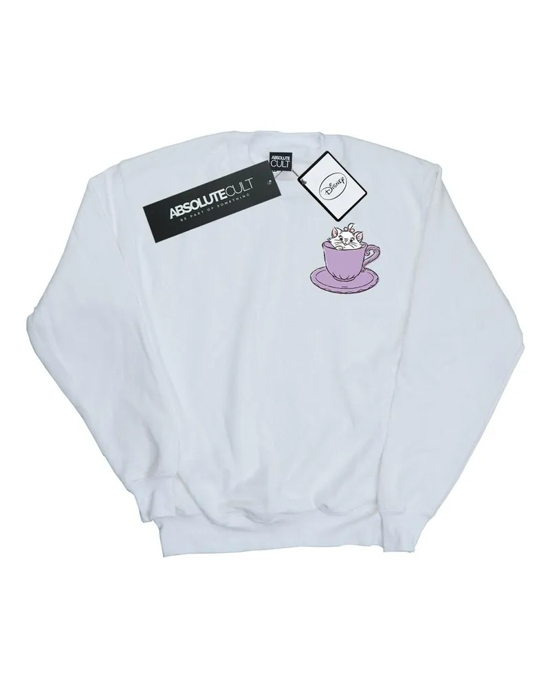 Disney Aristocats Marie In Cup Breast Print" Sweatshirt für Damen (Weiß Weiß