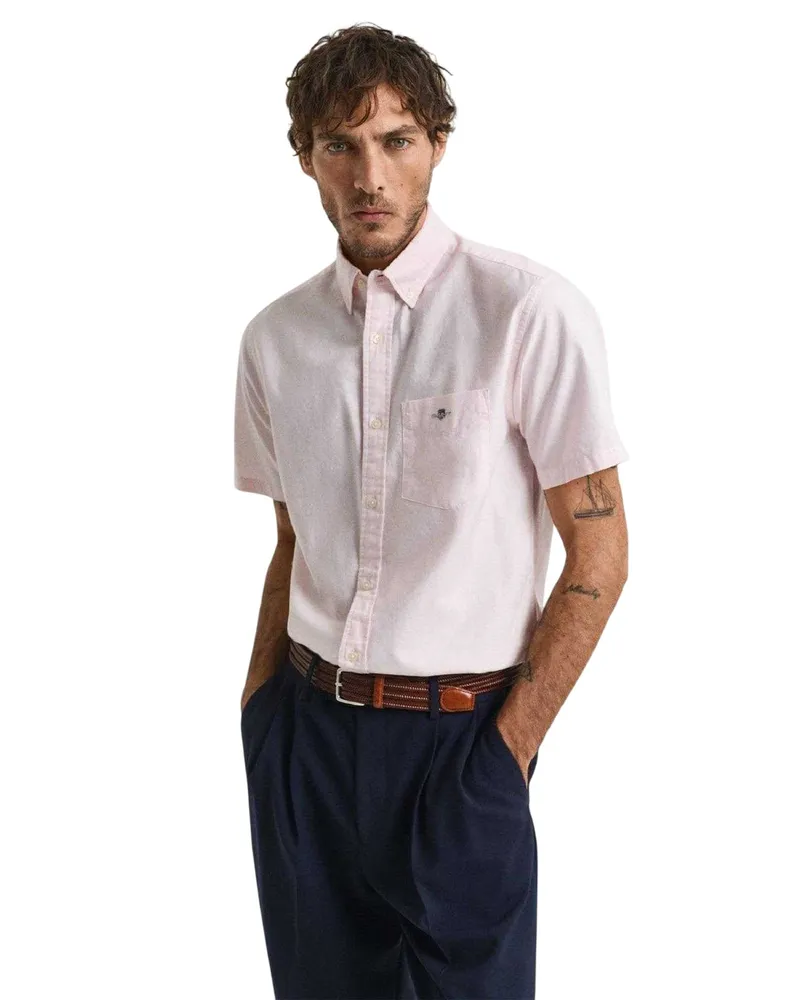 Gant Classic" Hemd für Herren, Oxford-Stil, kurzärmlig (Pink Rosa