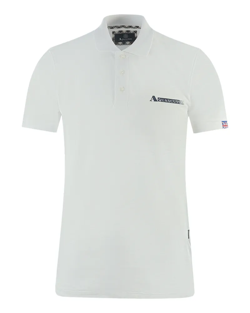 Aquascutum Boxed Logo Weißes Polohemd Weiß