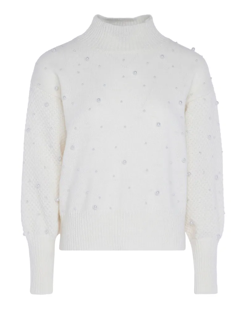 FAINA Pullover mit Perlenapplikation, Damen - Wollweiß Wollweiß