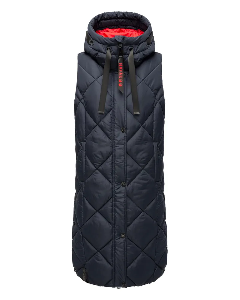 NAVAHOO Damen Steppweste Schnuckel – Lang & Stylisch mit Kapuze Blau