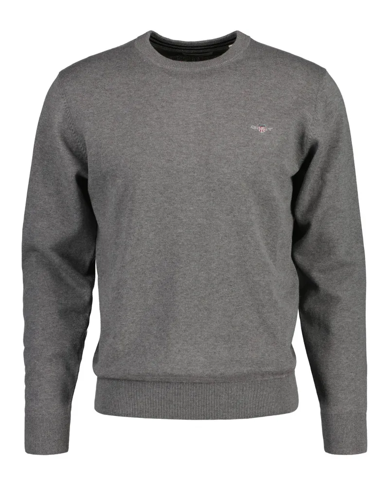 Gant Classic Cotton Rundhals-Pullover - Grau Grau