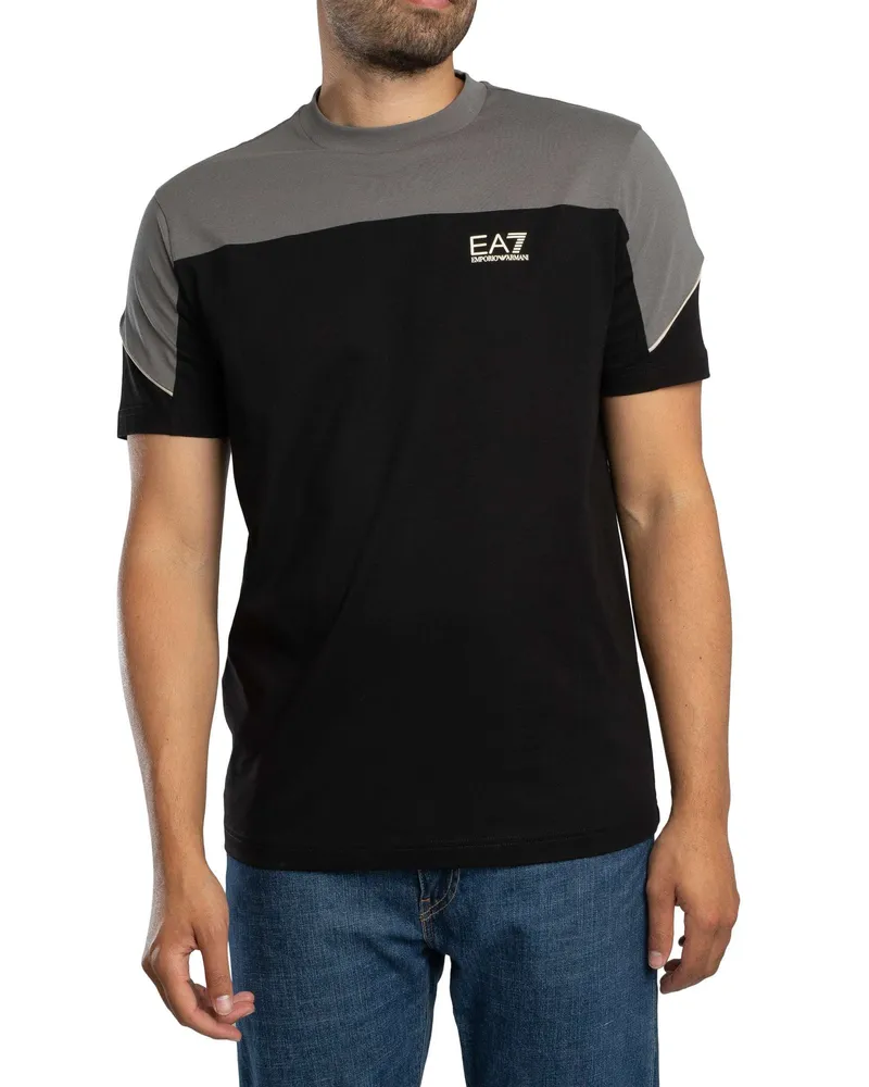 EA7 Regular Chest Logo T-Shirt - Schwarz Schwarz