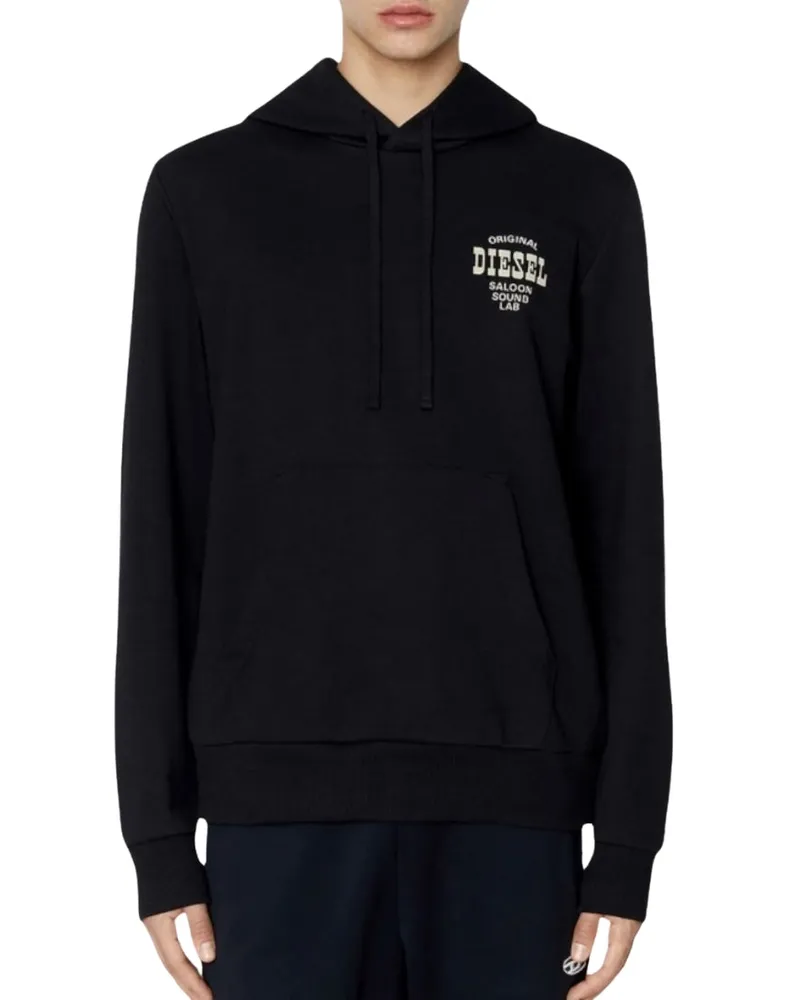 Diesel Schwarzer Kapuzenpullover mit Saloon-Logo Schwarz