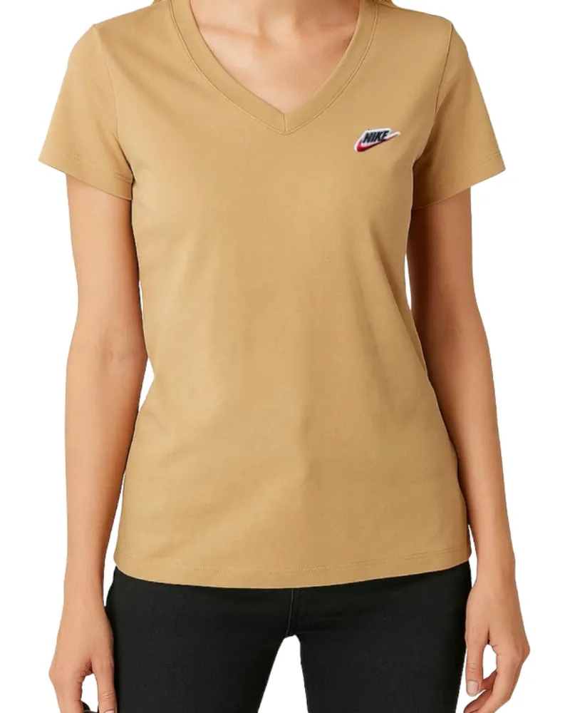 Nike Beigefarbenes -t-shirt Mit V-ausschnitt Beige