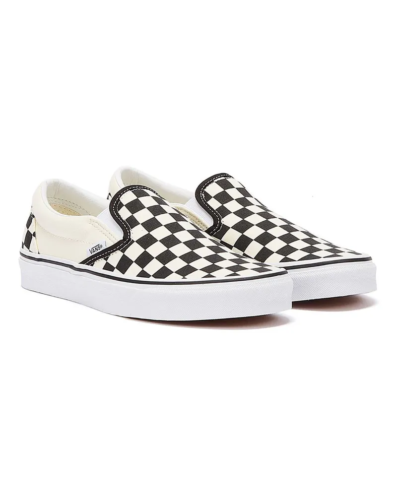 Vans Classic Slip-On Unisex Schwarz Weiß Checkboard Canvas Skate-Trainer Schwarz