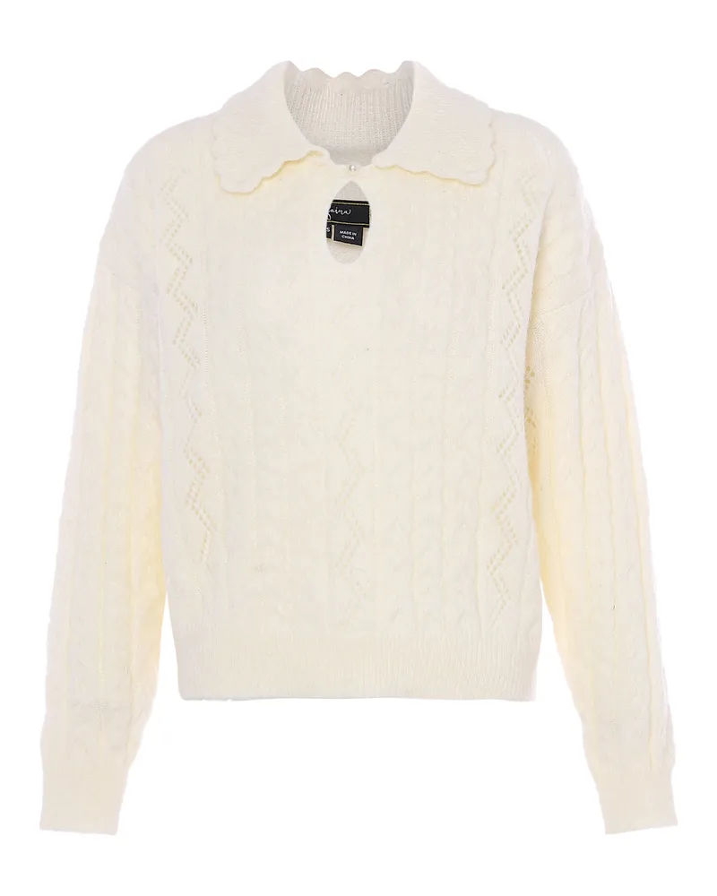 FAINA Pullover Damen Wollweiß Wollweiß